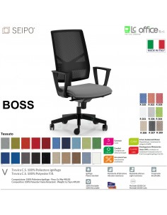 BOSS BS0025 poltrona direzionale schienale rete braccioli fissi movimenti R4 tessuto V SEIPO