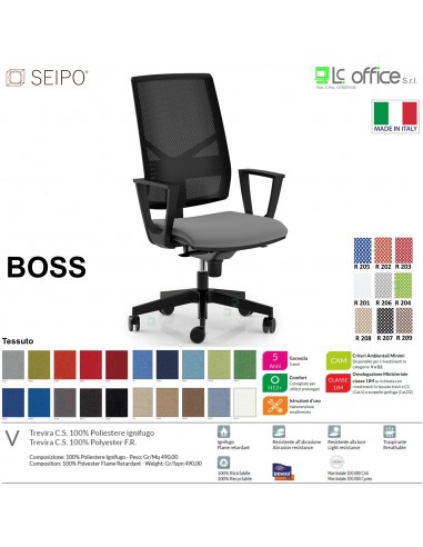 BOSS BS0026 poltrona direzionale schienale rete con braccioli fissi movimenti Z tessuto V SEIPO