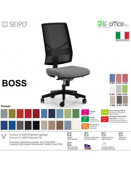 BOSS BS0029 poltrona direzionale schienale rete movimenti R4 tessuto V SEIPO