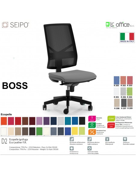 BOSS BS0029 poltrona direzionale schienale rete movimenti R4 ECOPELLE D2 SEIPO