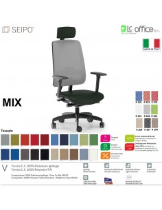 MIX MX0008 poltrona direzionale schienale rete braccioli poggiatesta Movimento Z traslatore Seipo Type 2 Tessuto V CLASS 1IM