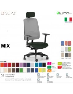 MIX MX0008 poltrona direzionale schienale rete braccioli poggiatesta Movimento Z traslatore Seipo ecopelle D2  CLASS 1IM
