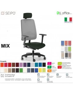 MIX MX0009 poltrona direzionale schienale rete braccioli poggiatesta Movimento F Seipo ecopelle D2 CLASS 1IM