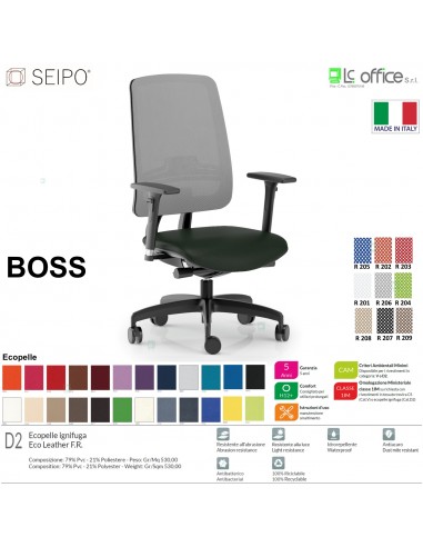 MIX MX0011 poltrona direzionale schienale rete braccioli Movimento Z traslatore Seipo ecopelle D2  CLASS 1IM