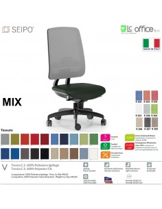 MIX MX0013 poltrona direzionale schienale rete Movimento R4 Base 5 razze Seipo Type 2 Tessuto V CLASS 1IM