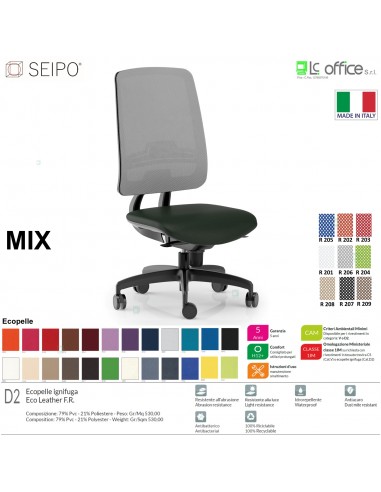 MIX MX0013 poltrona direzionale schienale rete Movimento Z traslatore Seipo ecopelle D2  CLASS 1IM
