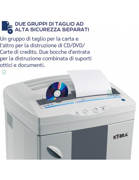 Distruggi Documenti Kobra HS-8 MULTI - 99.604 due gruppi di taglio