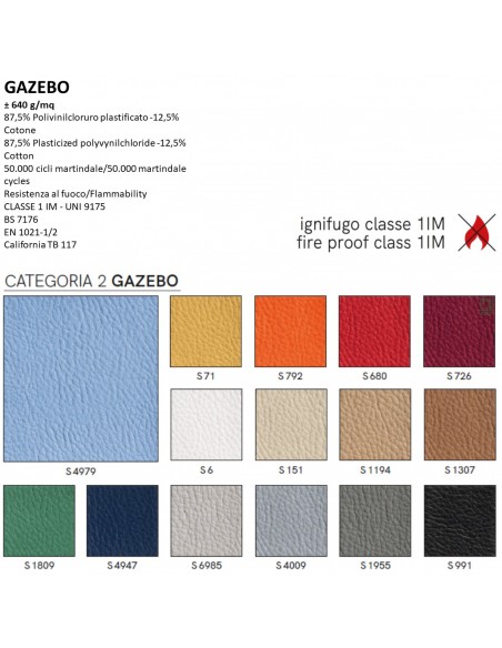 Tabella colori rifiniture Ecopelle Gazebo