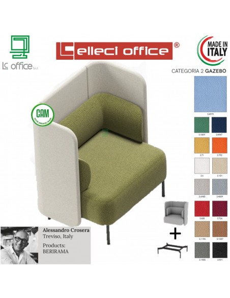 BERIRAMA poltrona 1 posto con schienale e braccioli corti Parete posteriore H100