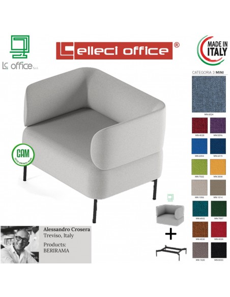 BERIRAMA poltrona 1 posto con schienale e braccioli lunghi