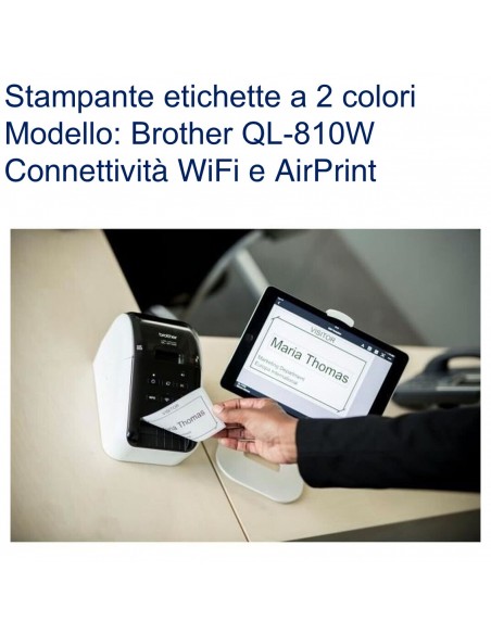 Stampante etichette a 2 colori Brother QL-810W con connettività via Wifi