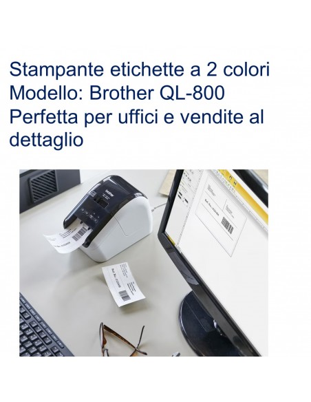 Stampante etichette a 2 colori Brother QL-800 perfetta per uffici e vendite al dettaglio