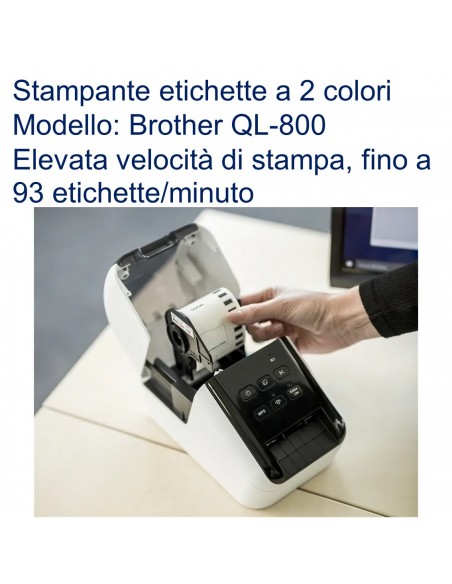 Stampante etichette a 2 colori Brother QL-800 elevata velocità di stampa 93 etichette al minuto