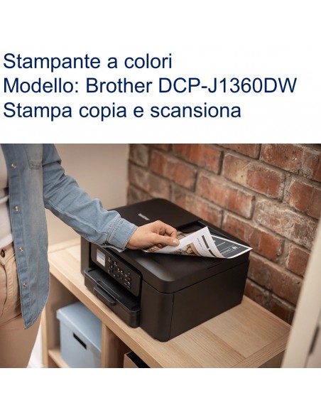 BROTHER DCPJ1360DWRE1
MULTIFUNZIONE BROTHER DCPJ1360DW A4 16ipm 1x150 ADF F/R in stampa USB WiFi