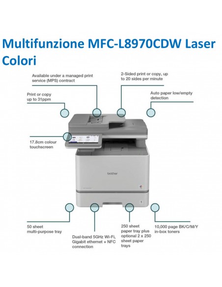 MULTIFUNZIONE A4 MFC-L8970CDW 31PPM ADF WiFi DUPLEX FAX