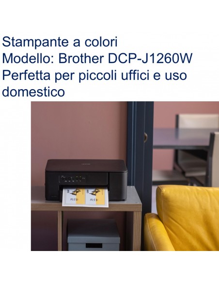 MULTIFUNZIONE BROTHER DCPJ1260W A4 16ipm 1x150 USB WiFi perfetto per piccoli uffici