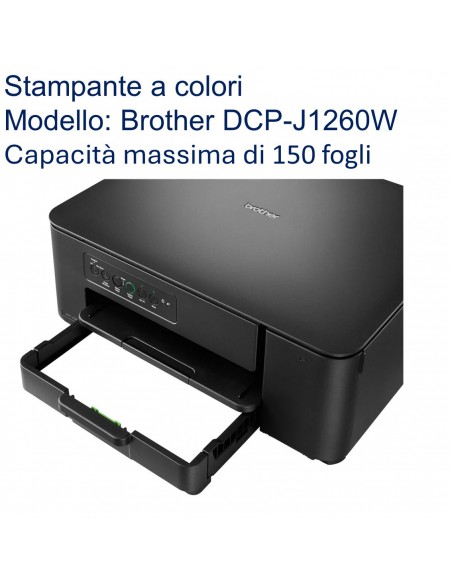 MULTIFUNZIONE BROTHER DCPJ1260W A4 16ipm 1x150 USB WiFi con 150 fogli di capacità