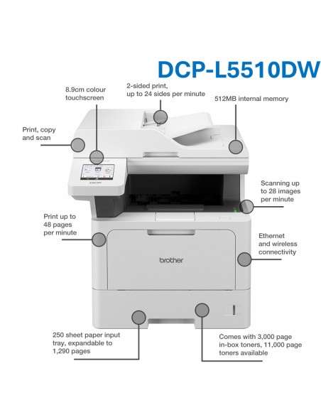 Brother DCP-L5510DW  multifunzione Laser Mono WiFi SCHEDA TECNICA