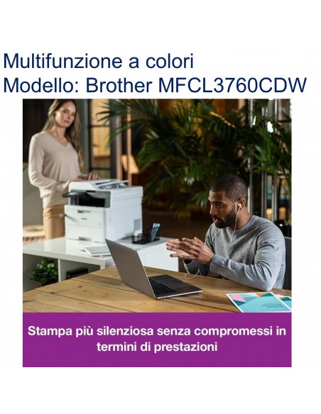 Brother MFC-L3760CDW Stampante multifunzione Laser/LED a colore WiFi più silenziosa