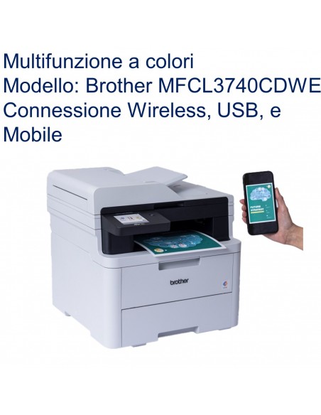 Brother MFC-L3740CDWE Stampante multifunzione Laser/LED a colore WiFi e USB e Mobile