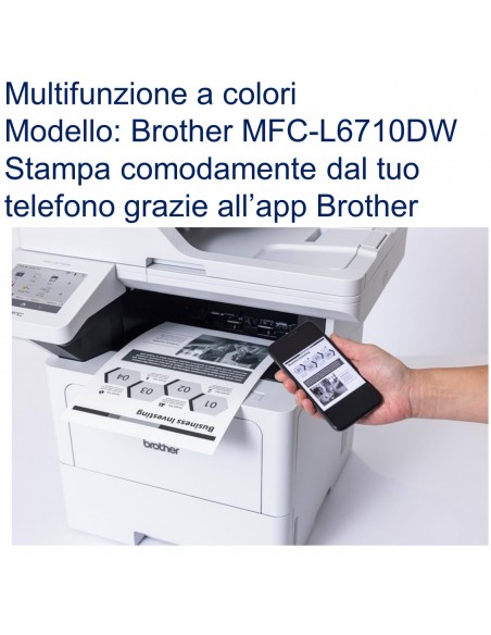 Brother MFC-L6710DW Stampante multifunzione Laser Mono WiFi stampa comodamente dal tuo telefono con l'app