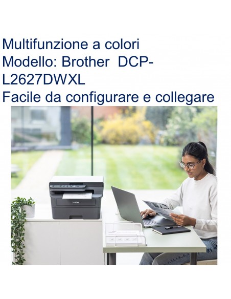 MULTIFUNZIONE BROTHER LASER DCP-L2627DWXL A4 DUPLEX USB2.0 WiFi facile da configurare e collegare