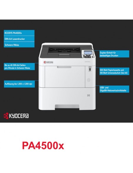 STAMPANTE KYOCERA ECOSYS PA4500x A4 45ppm DUPLEX LAN USB
