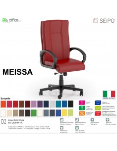 MEISSA M0007 Poltrona direzionale Gas oscillante "B" con braccioli fissi Base 5 razze nylon SEIPO Ecopelle D2
