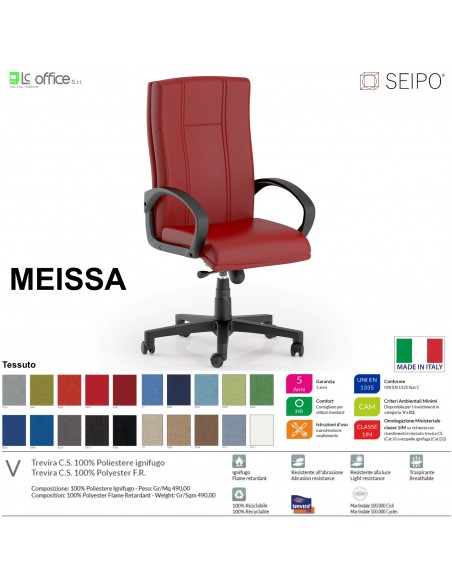 MEISSA M0007 Poltrona direzionale Gas oscillante "B" con braccioli fissi Base 5