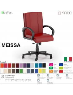 MEISSA M0011 Poltrona direzionale Gas oscillante "B" con braccioli fissi Base 5 razze nylon SEIPO Ecopelle D2