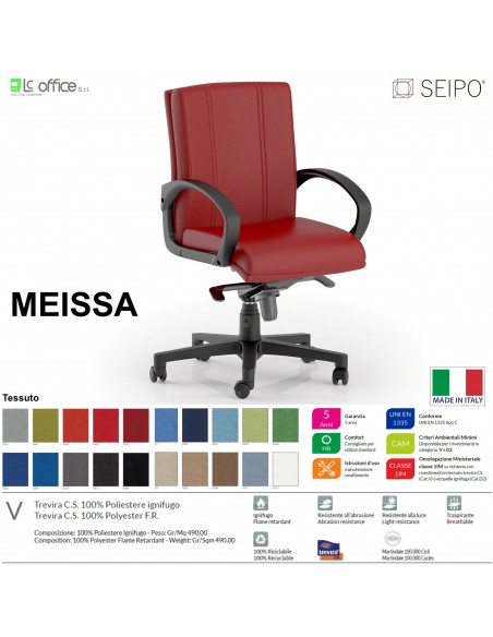 MEISSA M0012 Poltrona semi direzionale Gas oscillante con fulcro avanzato "D" con braccioli fissi SEIPO TESSUTO V