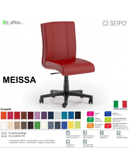MEISSA M0013 Poltrona operativa girevole visitatore Gas "A" senza braccioli SEIPO Ecopelle D2