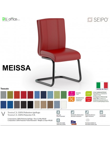 MEISSA M0014 Poltrona operativa a slitta telaio nero Slitta senza braccioli SEIPO TESSUTO V