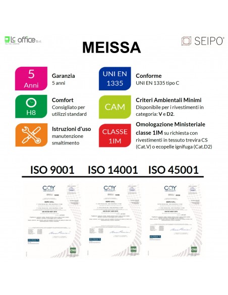 MEISSA M0007 Poltrona direzionale certificazione