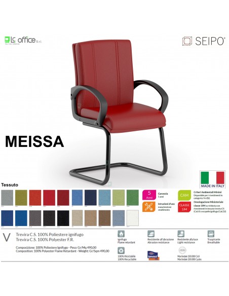 MEISSA M0016 Poltrona operativa a slitta telaio nero Slitta con braccioli SEIPO TESSUTO V