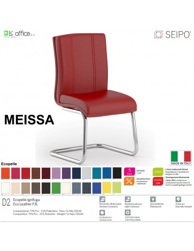 MEISSA M0015 Poltrona a slitta telaio cromato Slitta senza braccioli SEIPO Ecopelle D2