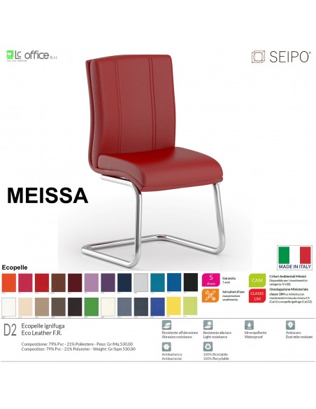 MEISSA M0015 Poltrona a slitta telaio cromato Slitta senza braccioli SEIPO Ecopelle D2