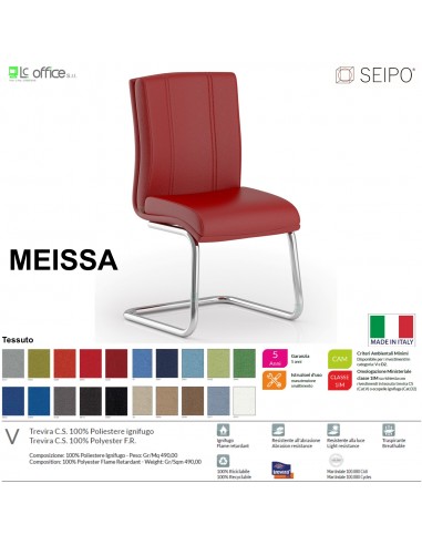 MEISSA M0015 Poltrona operativa a slitta telaio cromato Slitta senza braccioli SEIPO TESSUTO V