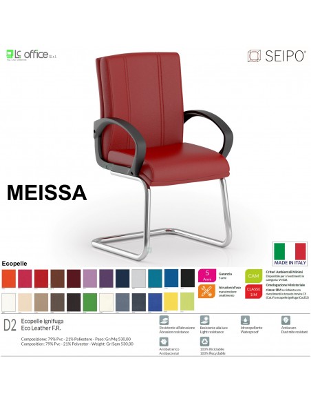 MEISSA M0017 Poltrona a slitta telaio cromato Slitta con braccioli SEIPO Ecopelle D2