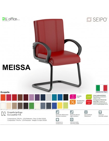 MEISSA M0016 Poltrona a slitta telaio nero Slitta con braccioli SEIPO Ecopelle D2
