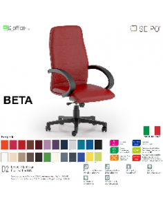 BETA B0081 Poltrona direzionale Gas oscillante "B" con braccioli fissi Base 5 razze nylon SEIPO Ecopelle D2