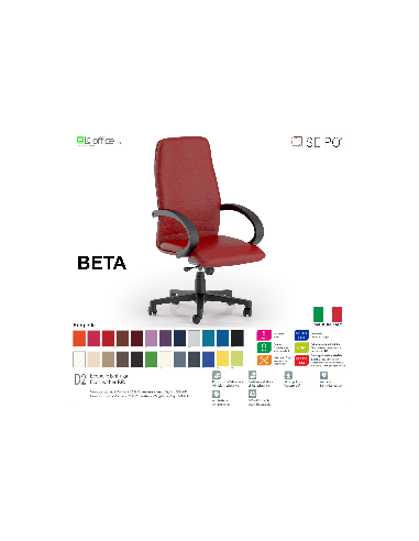 BETA B0081 Poltrona direzionale Gas oscillante "B" con braccioli fissi Base 5 razze nylon SEIPO Ecopelle D2