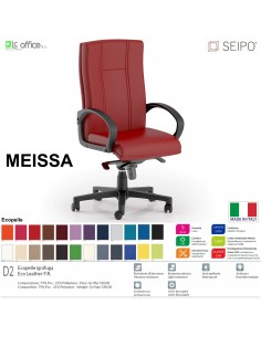 MEISSA M0008 Poltrona direzionale Gas oscillante con fulcro avanzato "D" con braccioli fissi SEIPO Ecopelle D2