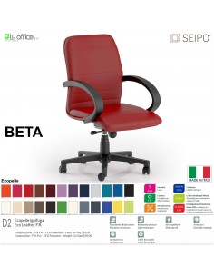 BETA B0083 Poltrona direzionale Gas oscillante "B" con braccioli fissi Base 5 razze nylon SEIPO Ecopelle D2