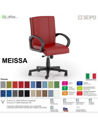 MEISSA M0011 Poltrona direzionale Gas oscillante "B" con braccioli fissi Base 5 razze nylon SEIPO TESSUTO V