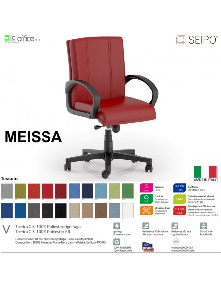 MEISSA M0011 Poltrona direzionale Gas oscillante "B" con braccioli fissi Base 5 razze nylon SEIPO TESSUTO V