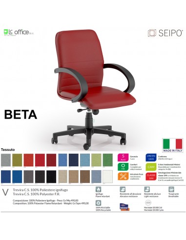 BETA B0083 Poltrona direzionale Gas oscillante "B" con braccioli fissi Base 5 razze nylon SEIPO TESSUTO V