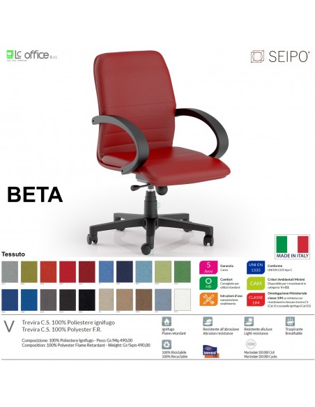 BETA B0083 Poltrona direzionale Gas oscillante "B" con braccioli fissi Base 5 razze nylon SEIPO TESSUTO V