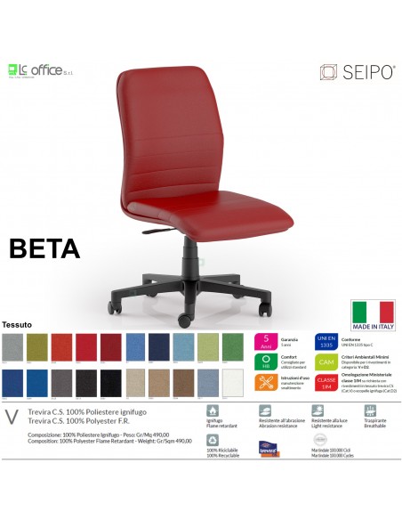 BETA B0085 Poltrona operativa Gas "A" senza braccioli SEIPO TESSUTO V