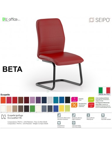 BETA B0087 Poltrona a slitta telaio nero Slitta senza braccioli SEIPO Ecopelle D2